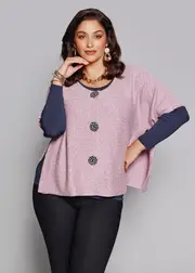 [TS] Taking Shape Sparkle Rib Knit Button Cardigan Size 18-20 in Rose Shadow - Plus Size Women's Cardigans Rose Shadow