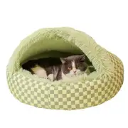 Plush Cushioned Hooded Pet Bed Winter Pet Cave Nest