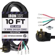 4 Prong Dryer Cord 10 ft, 10/4 NEMA 14-30 Plug 30 Amp for Dryer & EV with Rin...