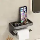 Toilet Roll Paper Wall Mounted Holder Phone Stand Tissue Storage Shelf Hook