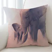Cute Baby Elephant and its Mommy Animal Art Cushion Cover