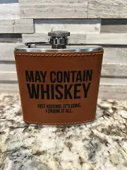 NEW Brown Pocket Liquor Flask Whiskey Alcohol Wine Flagon Bottle 6oz Leather