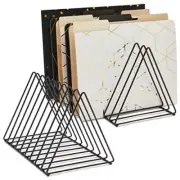 2-Pack File Folder Organizer for Desk - Triangle Holder for Magazines and