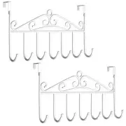 Over The Door Hook Coat Rack & Towel Rack - 7 Hooks, Bathroom Door Hooks, Clo...
