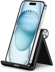 UGREEN Cell Phone Stand, Smartphone Holder for Desk, Adjustable and Foldable, Compatible with iPhone 16 Pro Max, Galaxy S24 Ultra, Black