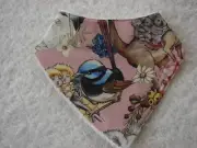 GumnutBabies Wren Pink Bandana Dribble Bibs Cotton Front Towelling Back Handmade