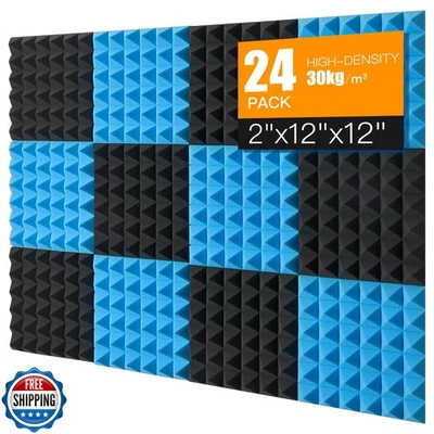 Sound Proof Foam Panels for Wall 24 Pack Acoustic Panels Sound Absorbing 2" X