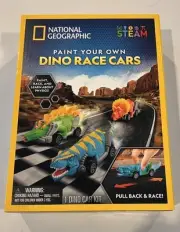 National Geographic Paint Your Own Dino Race Cars - Pull Back & Race [STEAM] 3+