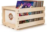 Vinyl AC1004A NA Record Storage Crate 75 Albums Natural Wooden Box