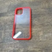iPhone 12/12 Pro Clear Case with Red Bumper Edge Shockproof Soft TPU Cover 6.1”