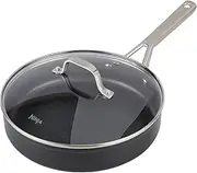 Ninja ZEROSTICK Essentials Cookware 26cm Sauté Pan with Glass Lid, Non-Stick, Long Lasting Forged Aluminium Sauté Pan, Induction Compatible, Oven Safe to 260°C, Black C10126UK