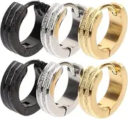 [WRITWAA] Stainless Steel Frosted Earrings Hoop Earrings for Women Men Stylish Cartilage Set Silver Jewelry