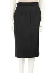 Black Textured Knee Length Skirt