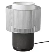 SYMFONISK speaker lamp w Wi-Fi, textile shade, black/white