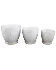 Flora Bunda Set of 3 Jungle Flowers Ceramic Pots