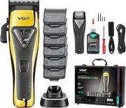 VGR 015 Professional Wireless Hair Trimmer for Men, 9000 RPM Vector Motor, DLC Blade, Hairdressing Trimmer for Haircuts with Metal Housing, 1 Black Modular Lid, Travel Bag