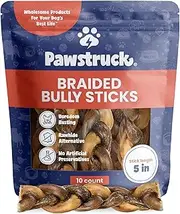 5 Braided Bully Sticks for Dogs - Natural Bulk Dog Dental Treats & Healthy Chews, Chemical Free, 5 inch Best Low Odor Pizzle Stix