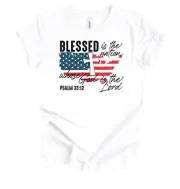 Trenz Shirt Company Women's Blessed Is The Nation Psalm 33:12 Short Sleeve Shirt
