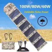 100W/80W/60W Folding Solar Panel USB 5V Solar Charger Portable Solar Battery New