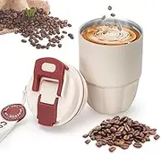Milifox Insulated Travel Coffee Mug with Straw & Lid, 320ml Stainless Steel Leak-Proof Reusable Cup for Hot & Cold Drinks
