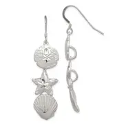 Sterling Silver Sand Dollar, Starfish And Shell Earrings