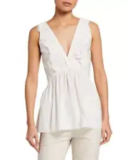 BRUNELLO CUCINELLI Lace Babydoll Peasant Poplyn Cotton Blouse sz S NWT $ 1900