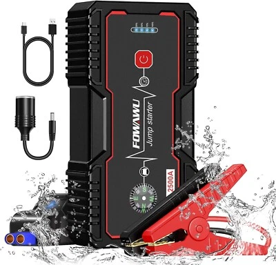 Car Jump Starter 2500A Peak,12V Car Battery Jump Starter (Up to 8.0L Gas/7.0L...