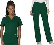 [Cherokee] Scrubs for Women V-Neck Top WW620 Mid Rise Straight Leg Pull-on Pants WW110