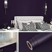 Livelynine Dark Purple Peel and Stick Wallpaper Removable Contact Paper for Countertops Desk Cabinets Walls Moody Wall Paper for Bedroom Bathroom Living Room Dorm Shelves Vinyl Wrap 15.8x78.8 Inch
