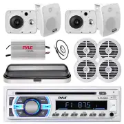 Pyle Bluetooth USB Radio, 6.5" Speaker Set, Antenna, 400W Amplifier,Radio Cover