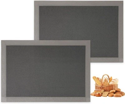 AMYONE Perforated Silicone Baking Mats, 2 16.5"L x 11.6"W, Grey & Black