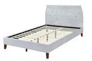 Angela King Velvet Fabric Bed Frame Luxurious Design Comfort Support Light Grey