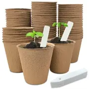 40Pcs 3.15 Inch Round Biodegradable Seed Starter Pots Nursery Seedling Peat Pots