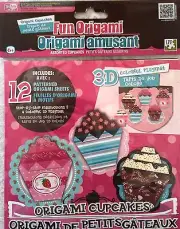 3-D Origami Cupcake Baking Dessert Paper Folding Craft Kit Patterns w/ Mat NIB