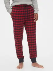 Gap Men Red and Blue Plaid Flannel joggers PJ LARGE NWT