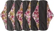 5 Pieces Charcoal Bamboo Mama Cloth/Menstrual Pads/Reusable Sanitary Pads (Sunflower, Regular (10 inch))