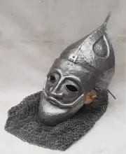 Steel Medieval Knight Mask SuuHelmet With Chainmail