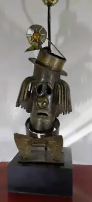 Vintage Jack Hanson Brutalist Clown Lamp Torch Sculpture MCM 33 1/2 " Tall