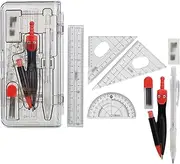 Compasses Sets 8 Piece Student Supplies with Rulers Protractor Compass Eraser Lead Refills Pencil for Drafting and Drawings Technical Drawing Supplies (Color : A)