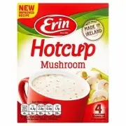 Erin Hot Cup Mushroom Soup 4 Pack 77G Made in Ireland with Pride