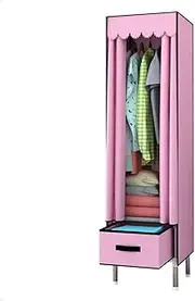 Cloth Wardrobe Clothes Closet, Portable Closet Wardrobe Storage Closet Standing Closet Fabric Cabinet Portable Wardrobe,Pink_39x45x165cm