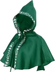 Halloween Cloak Party Costume Accessory Fancy Dress Wizard Cloak Grim Cowl Cloak, Green