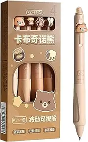 Erasable Pens - Rub Out Pens | Set Of 4 Rollerball Pen | Cute Cartoon Animal Retractable Ballpoint | Note Taking Stationery Supplies | Portable Writing Tools For Students, Business People