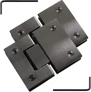 Glass Door Hinge,Bathroom Clamp,Pivot Hinges,2PCS 201 Stainless Steel Glass Door Hinges, Black Brushed 180° Two-Way Bathroom Glass Clamps, 8-12mm Frameless Door Shower Door Hinges