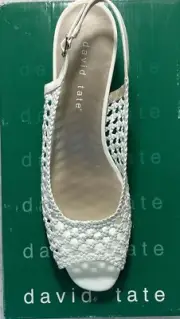 David Tate Women’s Shoes Breeze White Patent Leather Backstrap Pumps Size 10.5