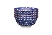 4x Mikasa Does it All Dining Tableware Glazed Bowl 15.7cm - Blue Floral