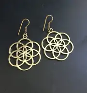 Brass made Earrings Hanging laser cut earrings Scared Geometry Earrings