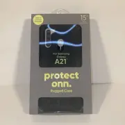 Black Samsung Galaxy A21 Phone Case Microbial 3 Layer Protection/15’ Drop Test