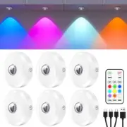 6 PCS RGB Rechargeable Night Lights with Remote Control Dimmable Timing Function
