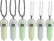 6Pcs Glow in The Dark Luminous Stone Pendant Necklace Moonstone Natural Quartz Crystal Pendant Opal Hexagonal Chains Necklace